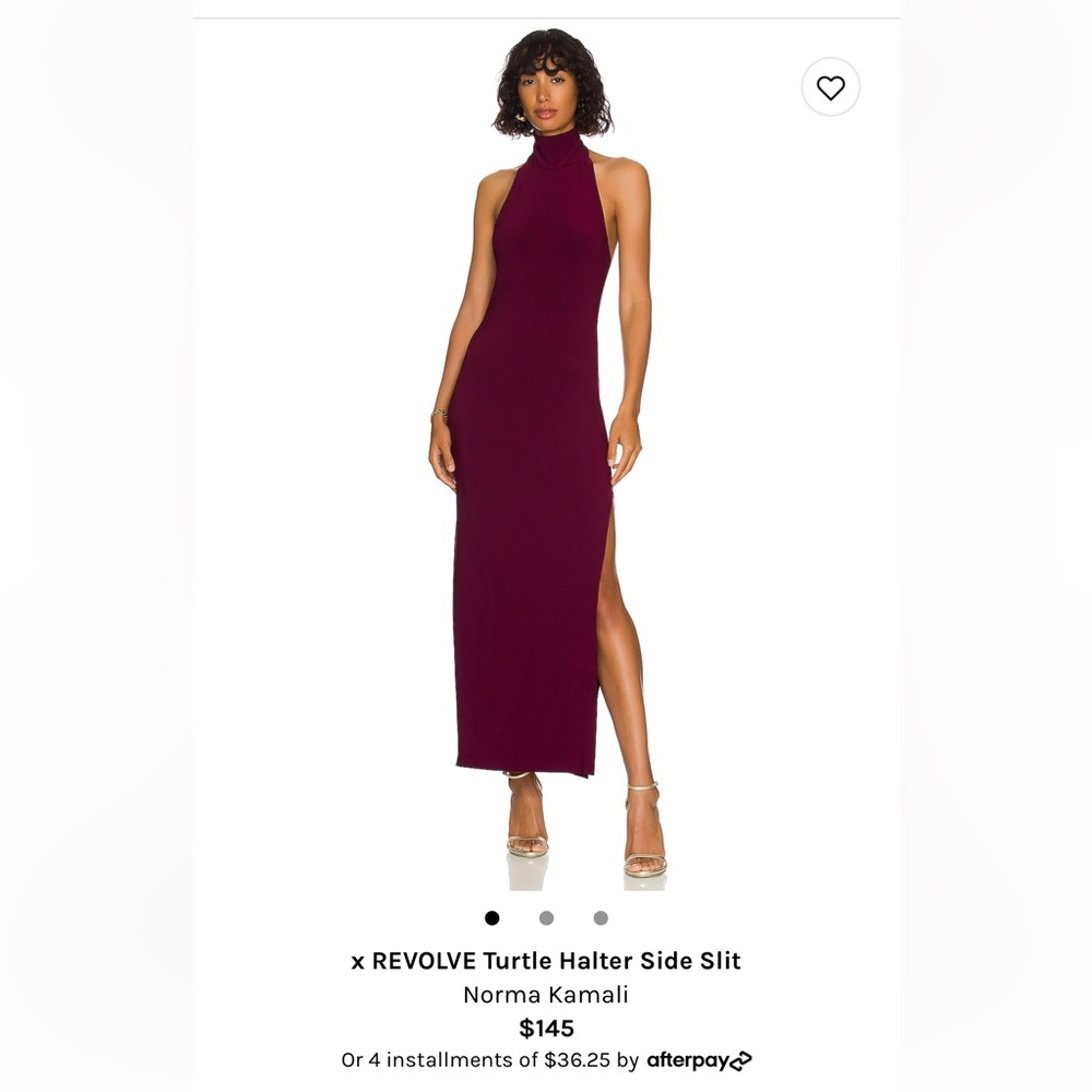 Norma Kamali Burgundy Turtle Halter Maxi Dress with Side Slit